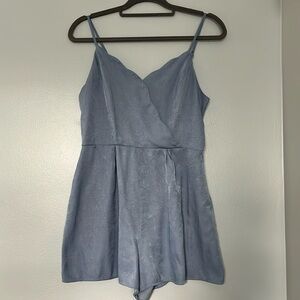 Light blue, Satiny, Women’s Romper, Size Large